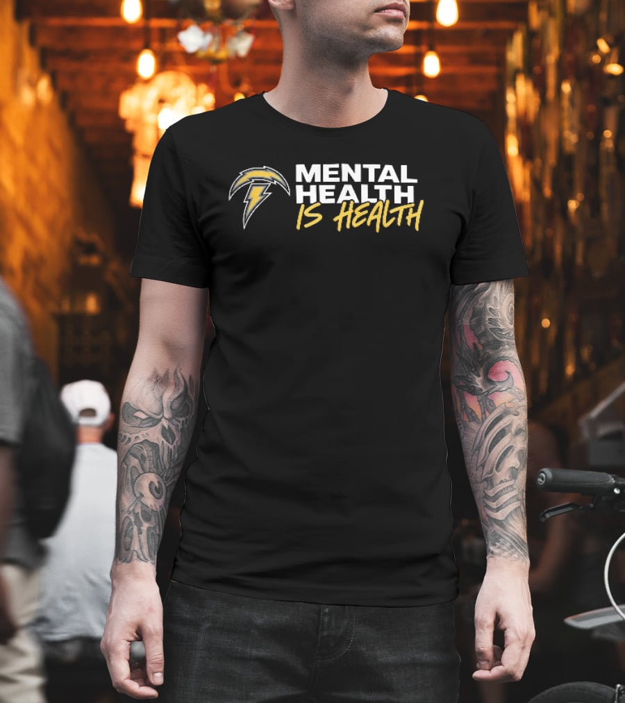 Los Angeles Chargers Mental Health Is Health Lightning Bolt T-Shirt