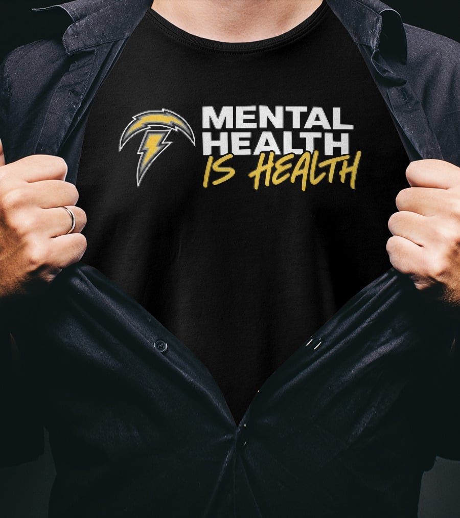 Los Angeles Chargers Mental Health Is Health Lightning Bolt T-Shirt