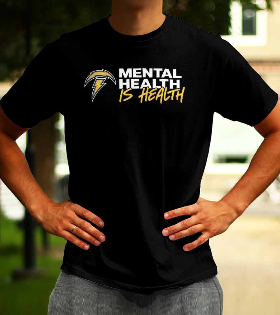 Los Angeles Chargers Mental Health Is Health Lightning Bolt T-Shirt