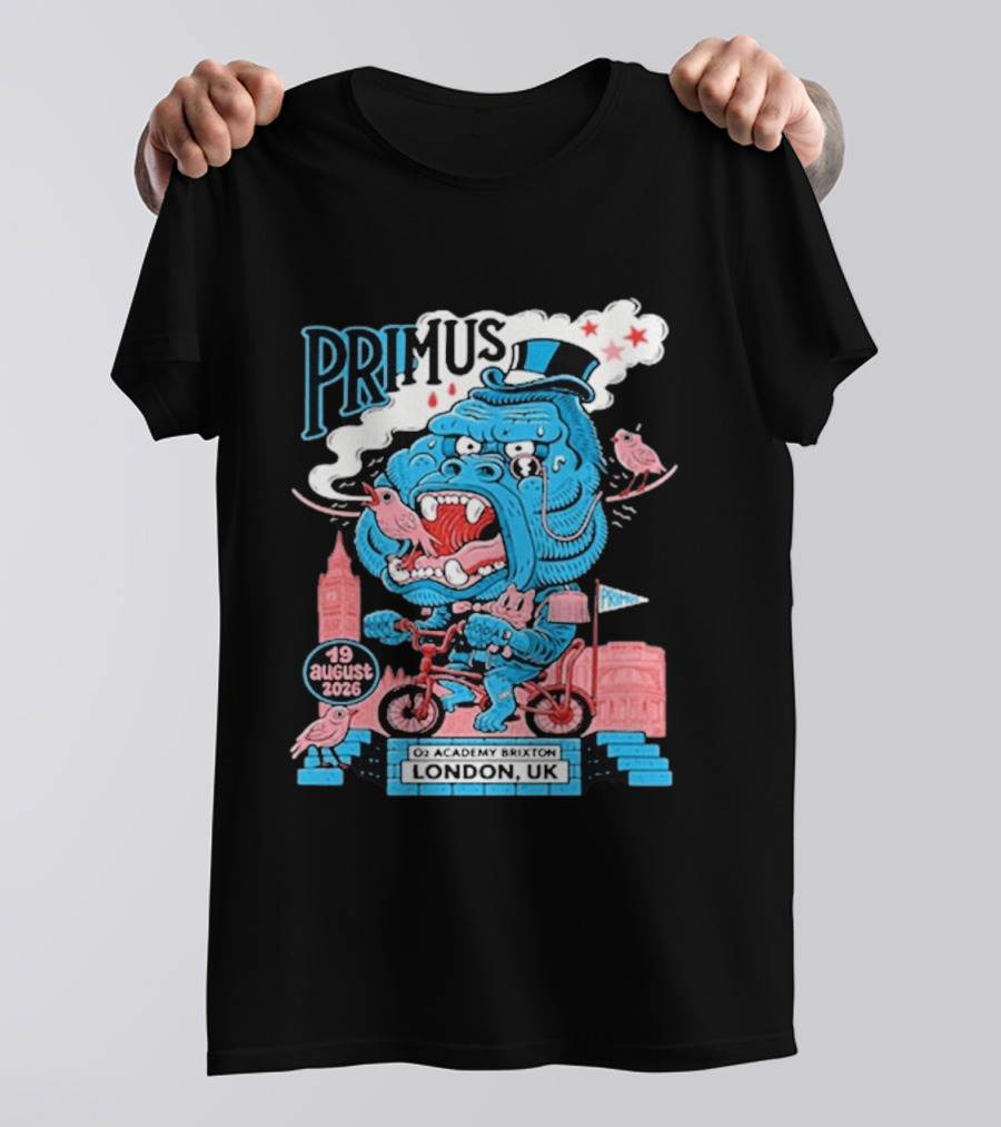 Primus 19 August 2026 O2 Academy Brixton London UK Blue Monster T-Shirt
