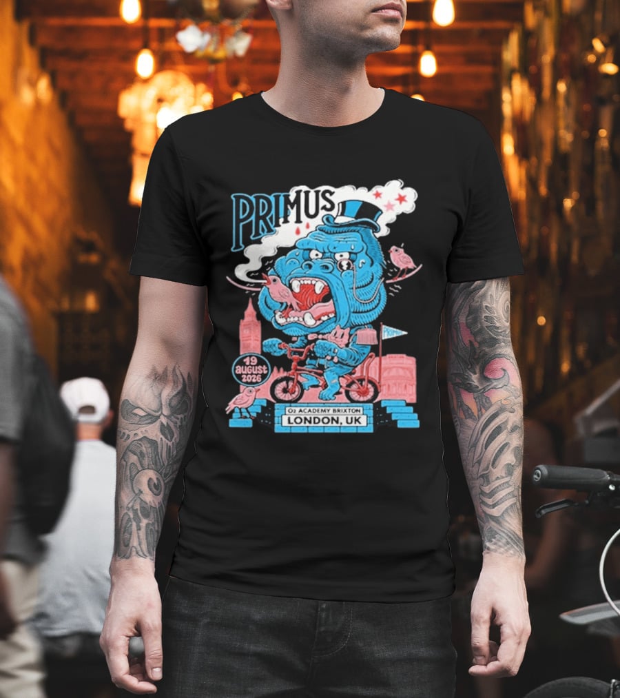 Primus 19 August 2026 O2 Academy Brixton London UK Blue Monster T-Shirt