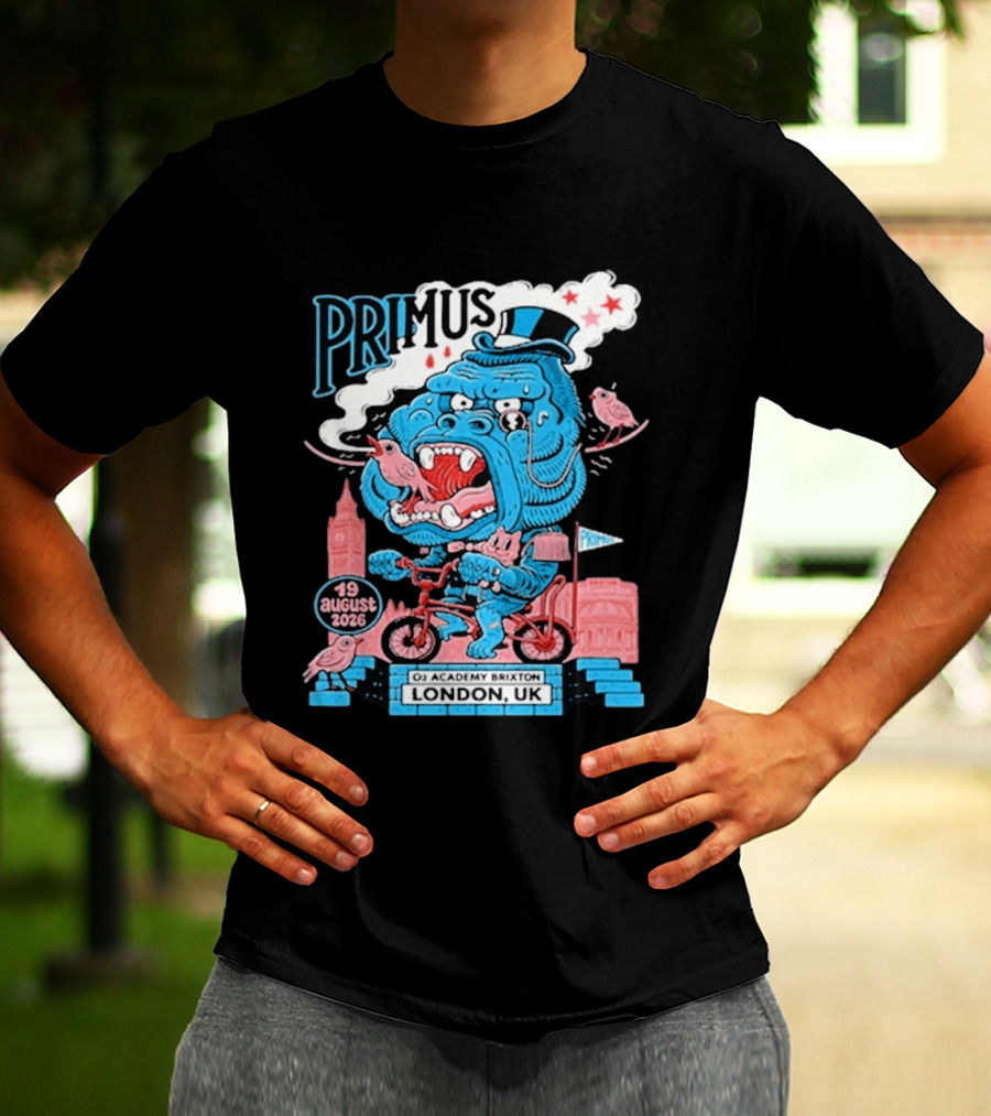 Primus 19 August 2026 O2 Academy Brixton London UK Blue Monster T-Shirt