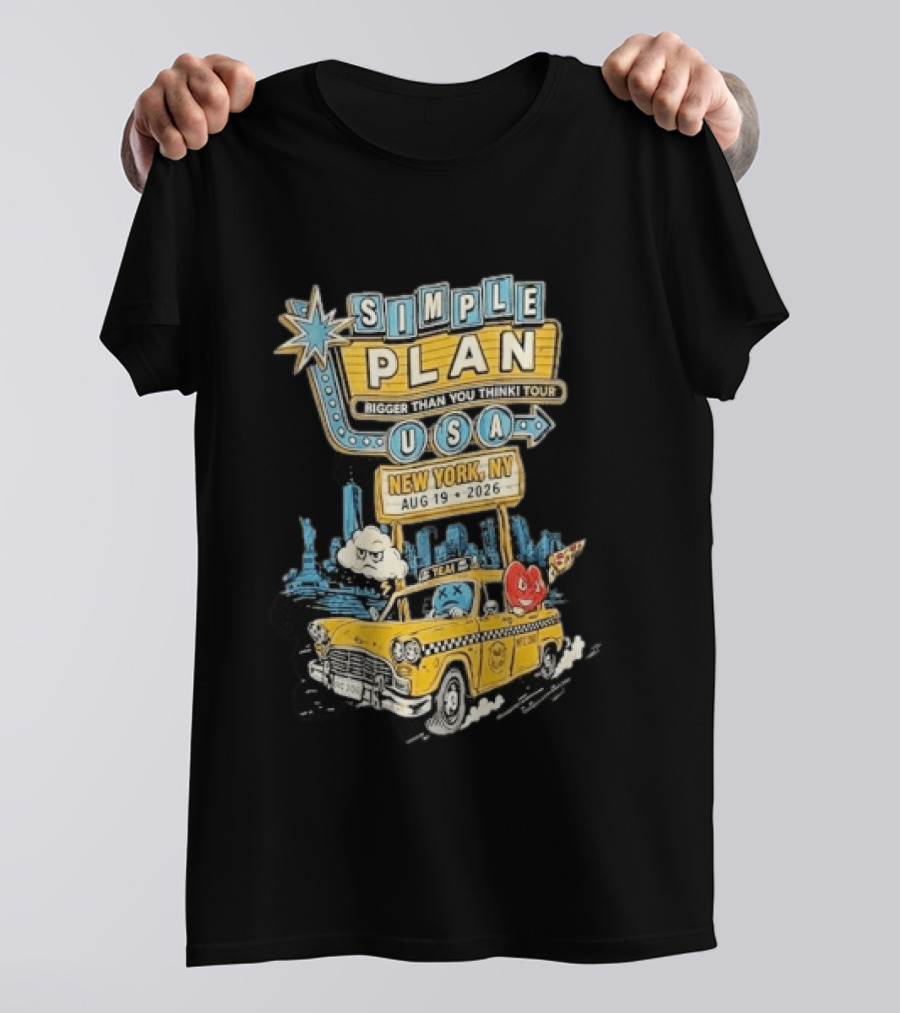 Simple Plan Bigger Than You Think Tour 2026 USA New York Event August 19 Capital One City Parks Foundation SummerStage Taxi T-Shirt