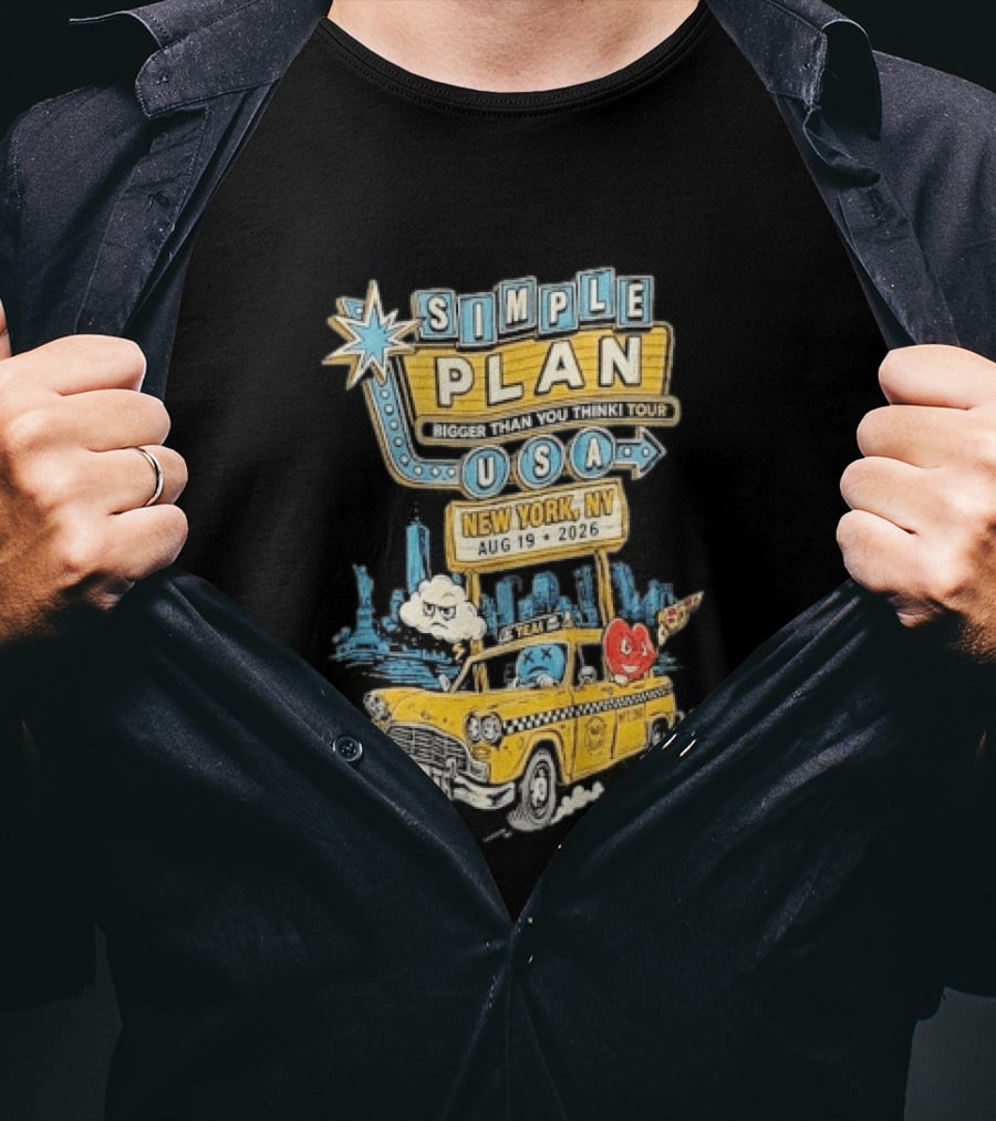 Simple Plan Bigger Than You Think Tour 2026 USA New York Event August 19 Capital One City Parks Foundation SummerStage Taxi T-Shirt