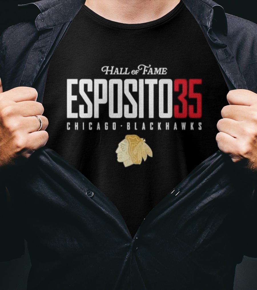 Hall Of Fame Esposito 35 Chicago Blackhawks T-Shirt