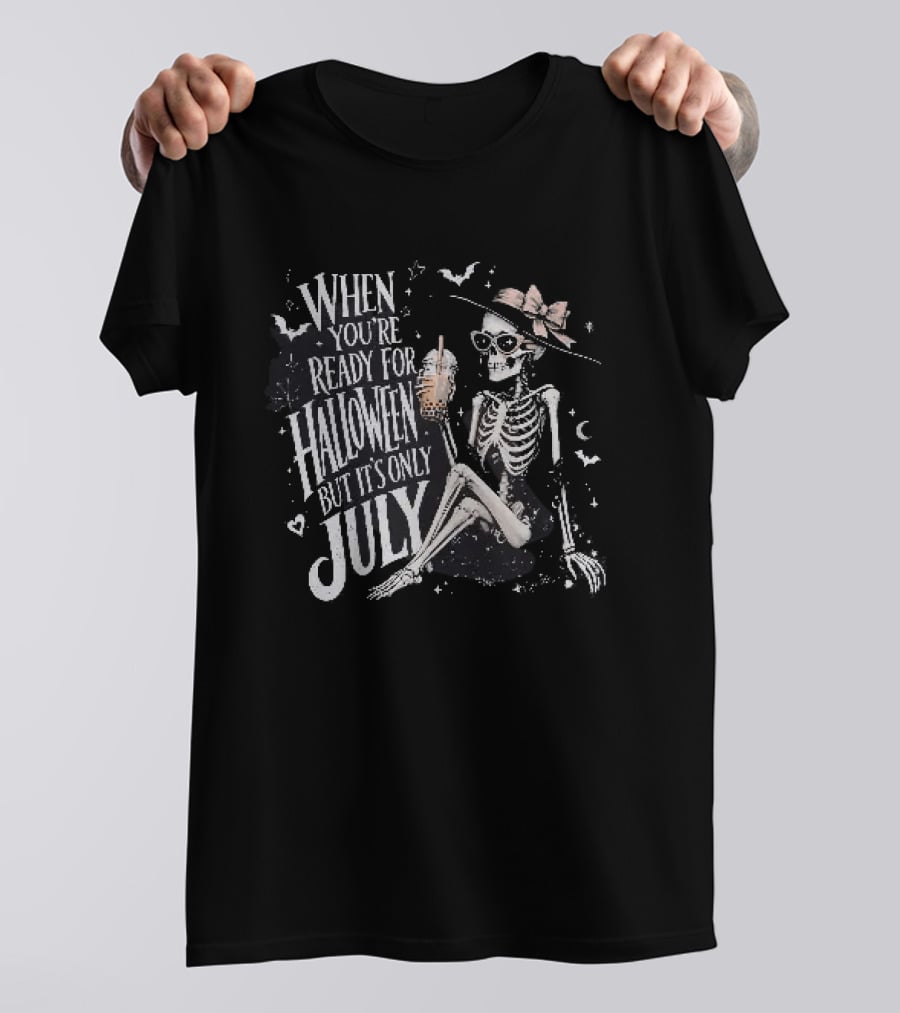 When You're Ready For Halloween But Its Only July Skeleton Witch Retro Aesthetic T-Shirt