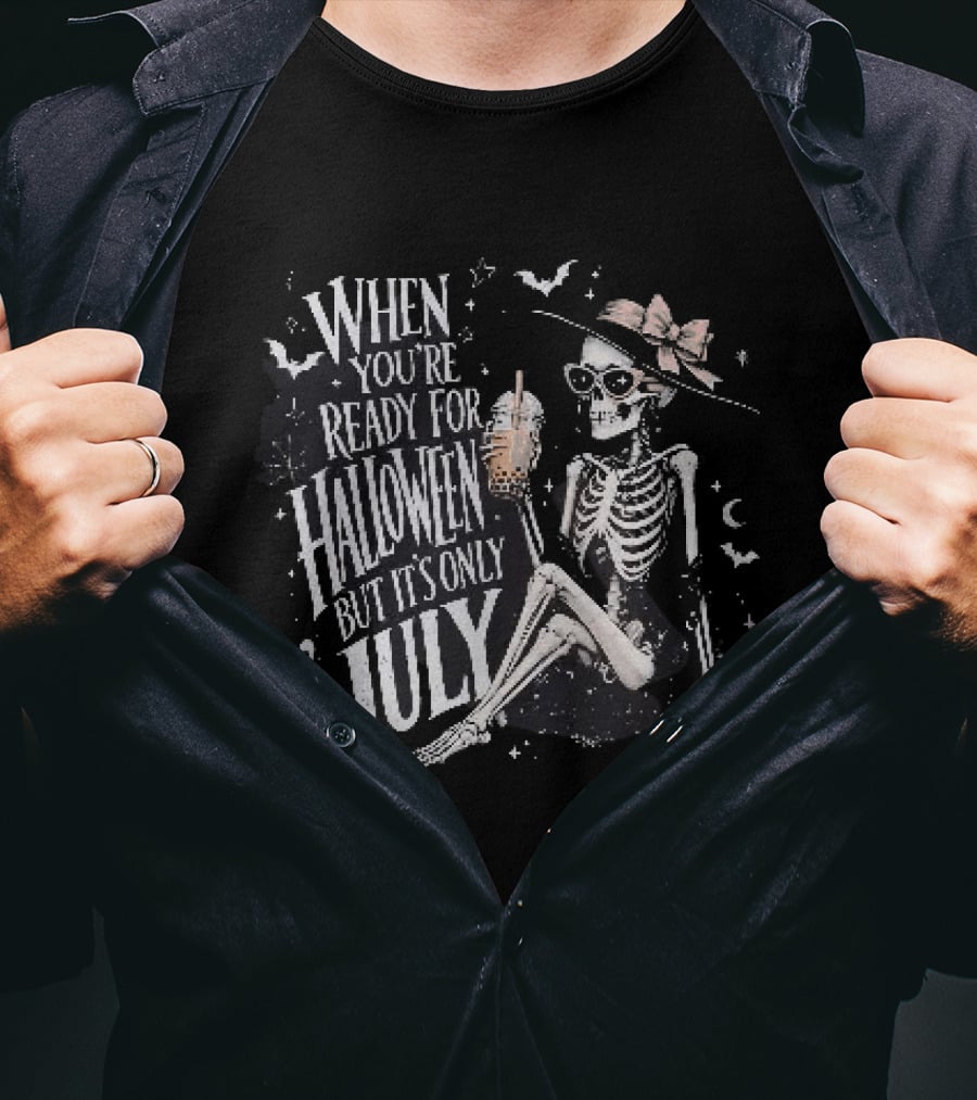 When You're Ready For Halloween But Its Only July Skeleton Witch Retro Aesthetic T-Shirt