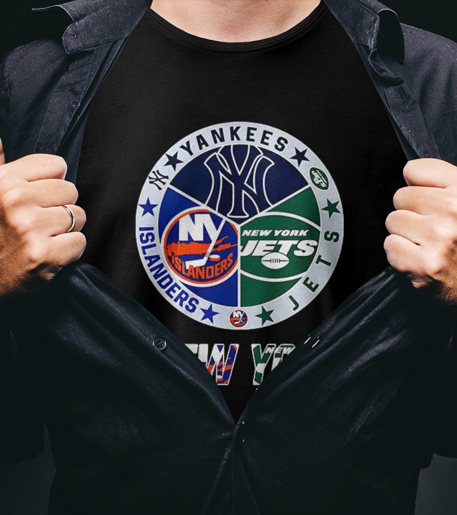 Yankees Islanders Jets New York Sports Teams Logos T-Shirt