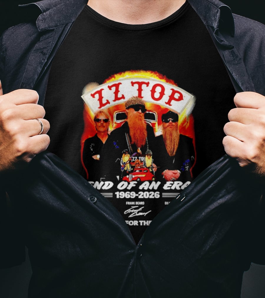 ZZ Top End Of An Era 1969 2026 Dusty Hill Frank Beard Billy Gibbons Thank You For The Memories T-Shirt