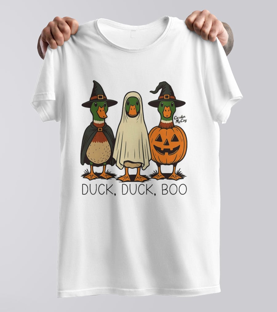 Duck Duck Boo Halloween 2026 Duck Trio In Costumes T-Shirt
