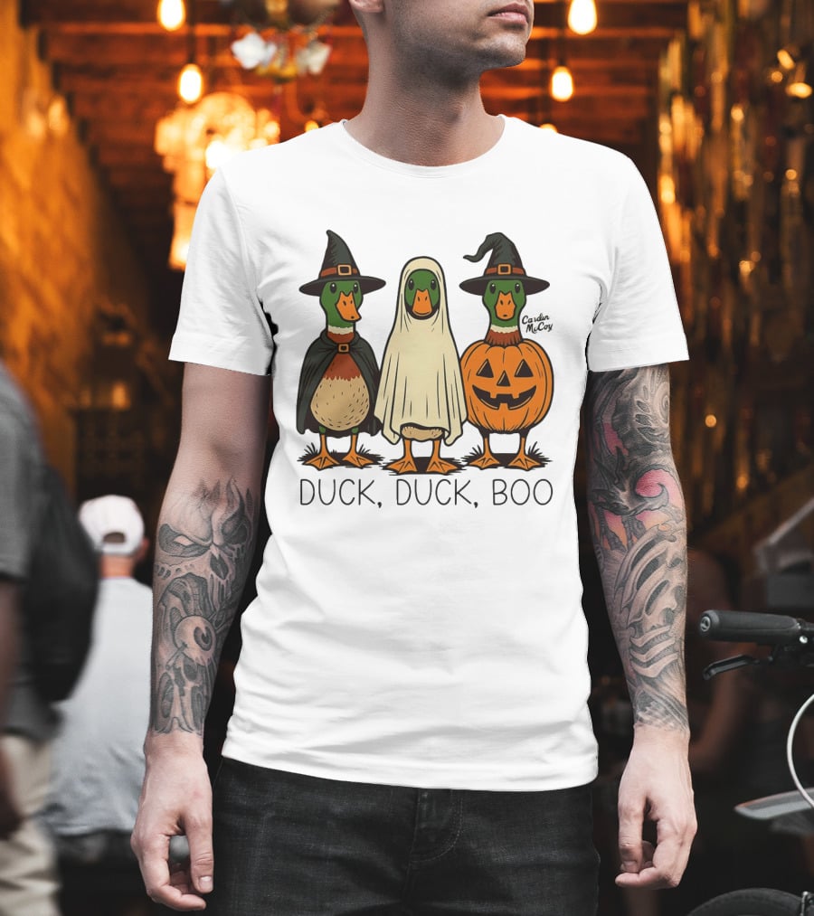 Duck Duck Boo Halloween 2026 Duck Trio In Costumes T-Shirt