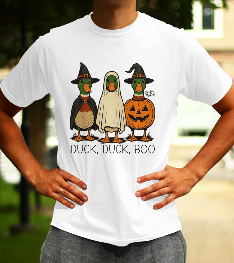 Duck Duck Boo Halloween 2026 Duck Trio In Costumes T-Shirt