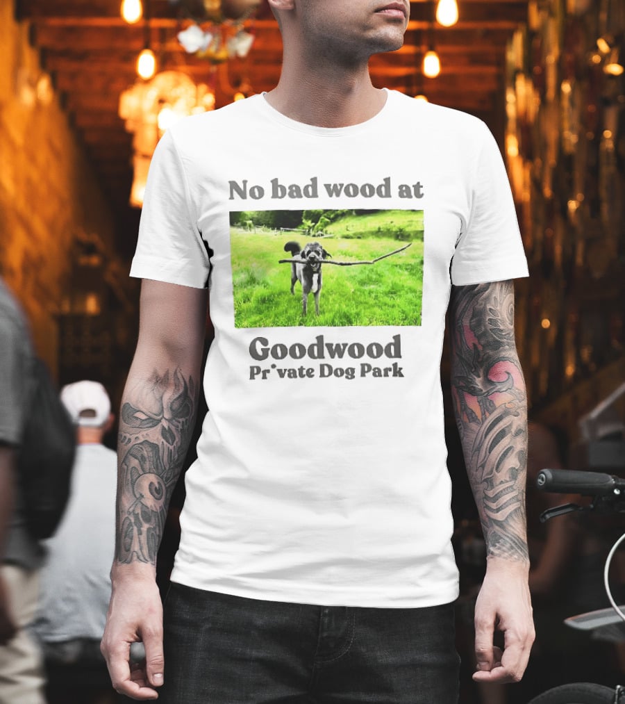 No Bad Wood At Goodwood Private Dog Park Playful Pup With Stick T-Shirt
