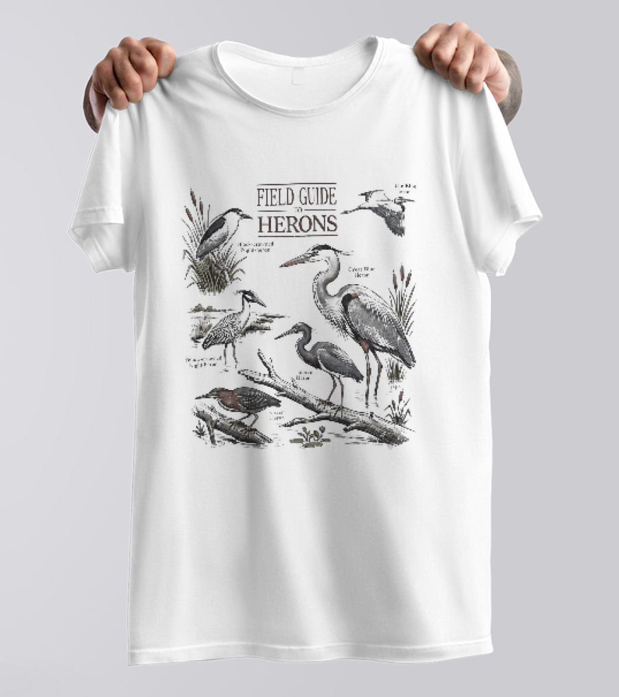 Field Guide Herons Black Crowned Night Heron Yellow Crowned T-Shirt