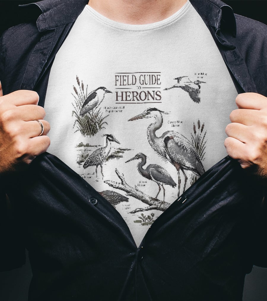 Field Guide Herons Black Crowned Night Heron Yellow Crowned T-Shirt