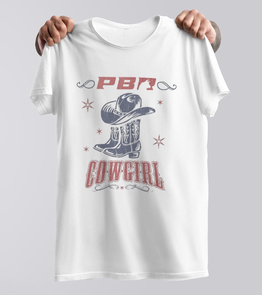 PBR Cowgirl Boots Hat Stars Western T-Shirt