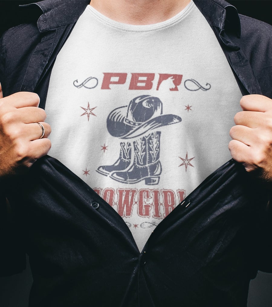 PBR Cowgirl Boots Hat Stars Western T-Shirt