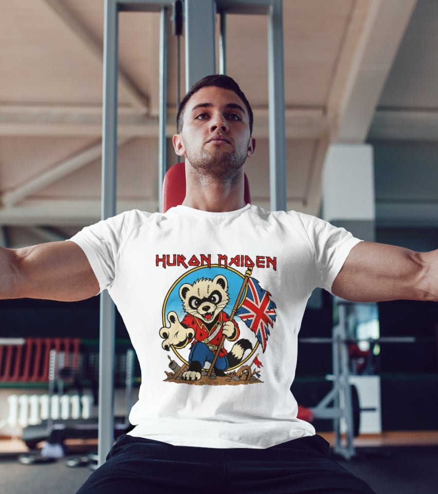 Huron Maiden Ferret Holding British Union Jack Flag T-Shirt