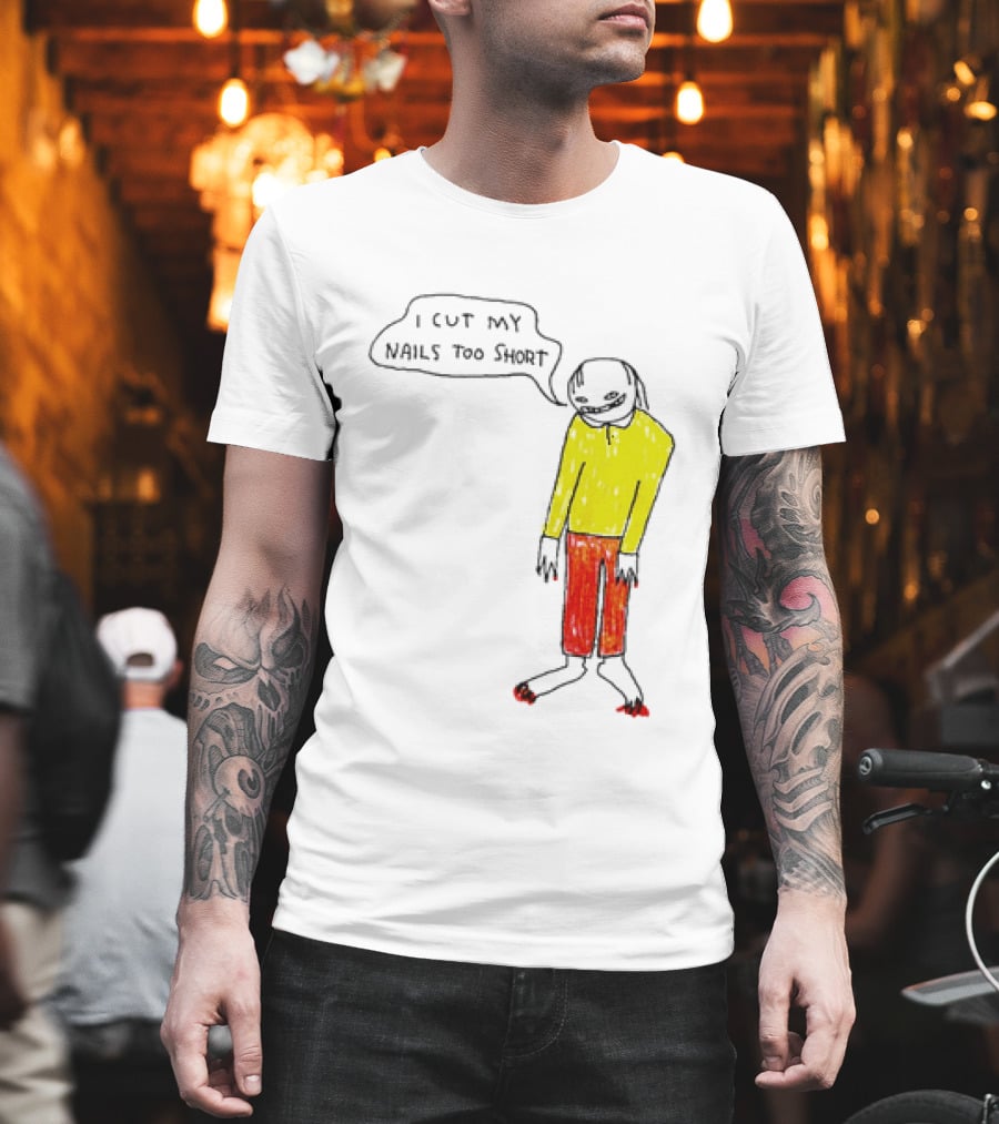 I Cut My Nails Too Short Yellow Red T-Shirt