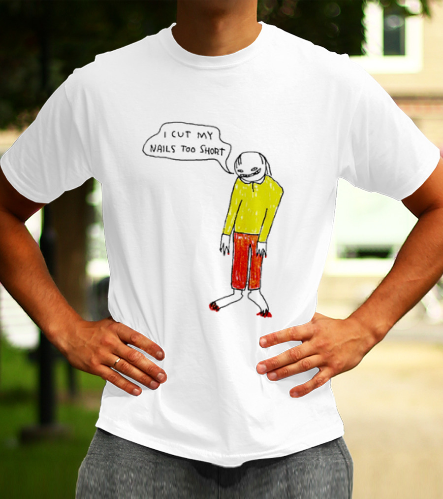 I Cut My Nails Too Short Yellow Red T-Shirt