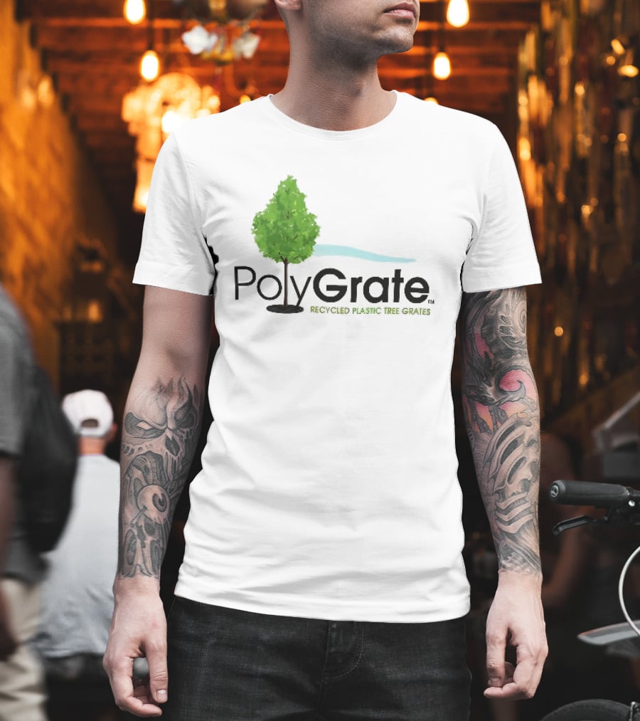 PolyGrate Recycled Plastic Tree Grates Green Foliage Blue Wave T-Shirt