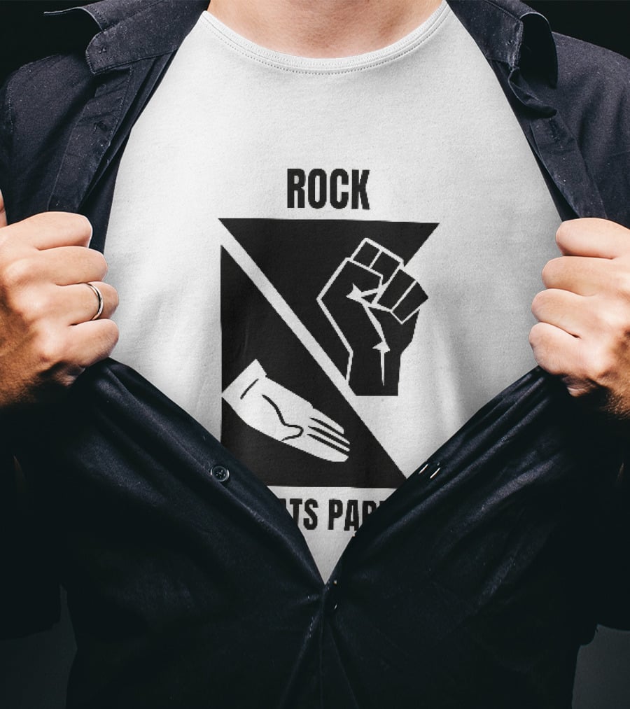 Rock Beats Paper Clenched Fist Open Palm Geometric Split T-Shirt