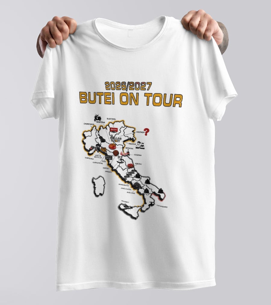 2026 2027 Butei On Tour Italy Map Highlights T-Shirt