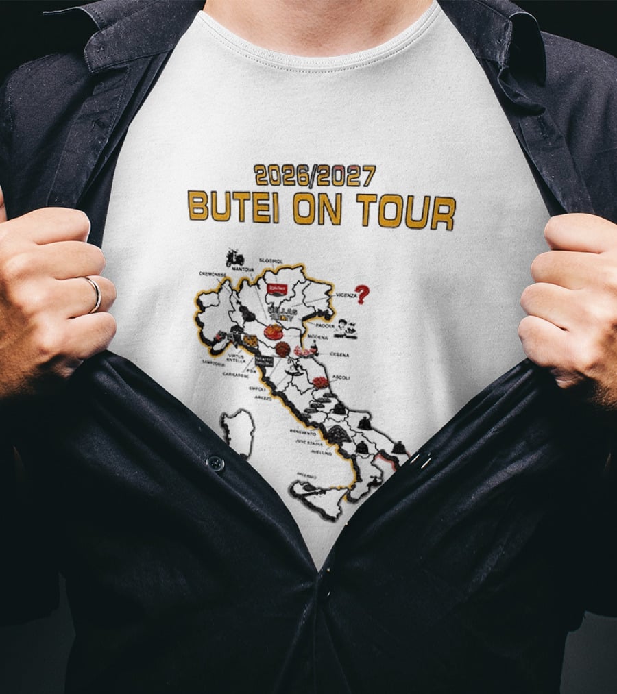 2026 2027 Butei On Tour Italy Map Highlights T-Shirt