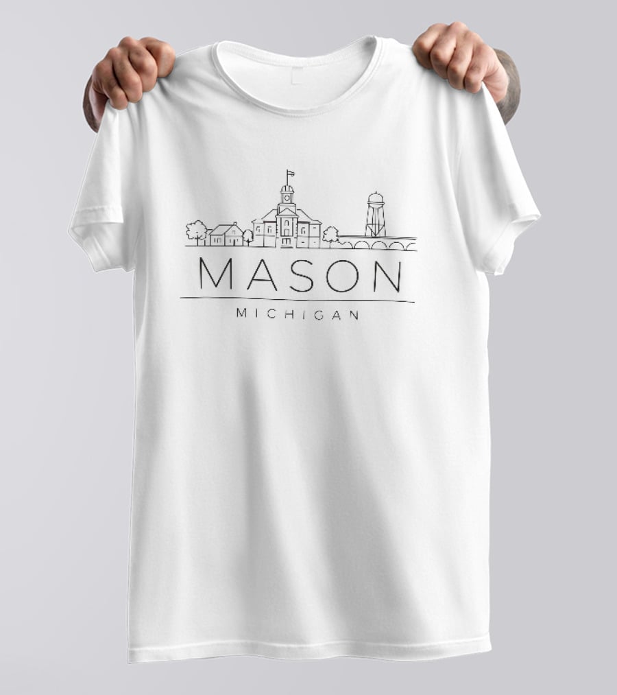 Mason Michigan Courthouse Water Tower Skyline T-Shirt