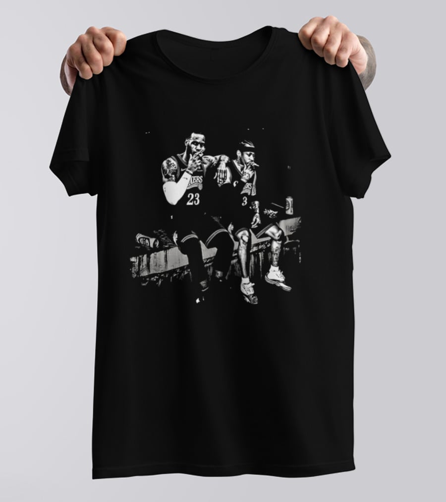 Allen Iverson LeBron James Meme Smoking Beer Bench Basketball Duo T-Shirt