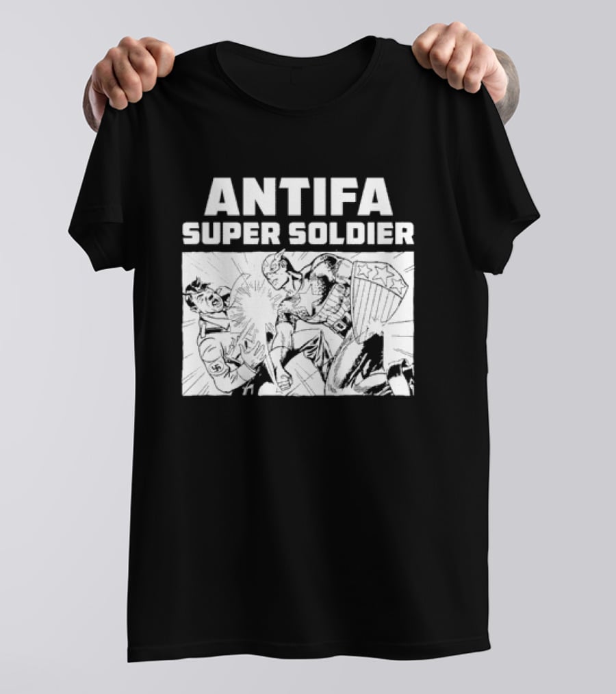 ANTIFA Super Soldier Punching Hitler Captain America T-Shirt
