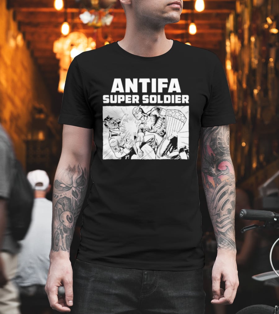 ANTIFA Super Soldier Punching Hitler Captain America T-Shirt