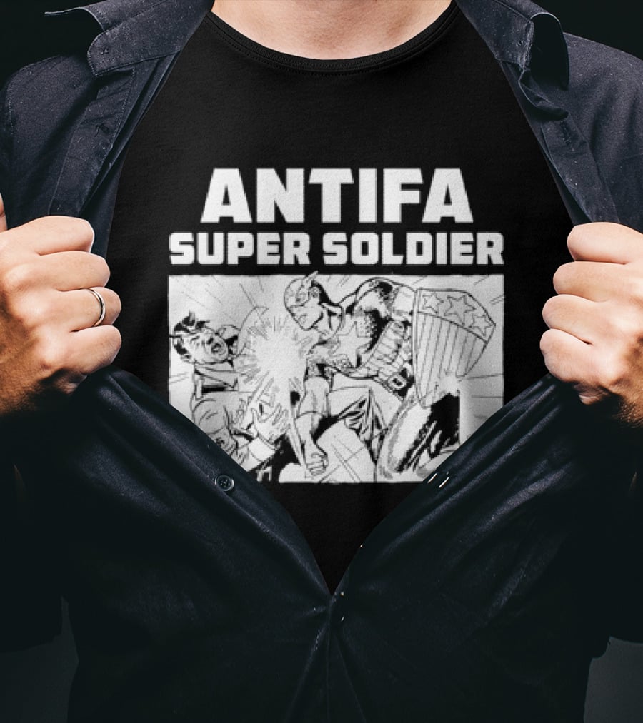 ANTIFA Super Soldier Punching Hitler Captain America T-Shirt