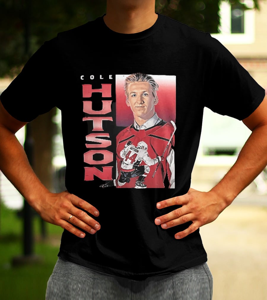 Cole Hutson Ice Hockey Player Red Jersey Number 44 Celebration T-Shirt