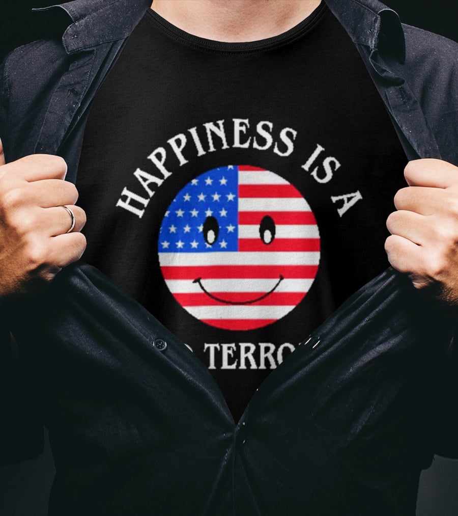 Happiness Is A Dead Terrorist American Flag Smiley T-Shirt