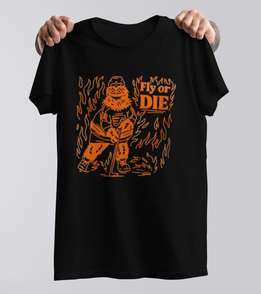 Fly Or Die Gritty Philadelphia Flyers Hockey Flame T-Shirt
