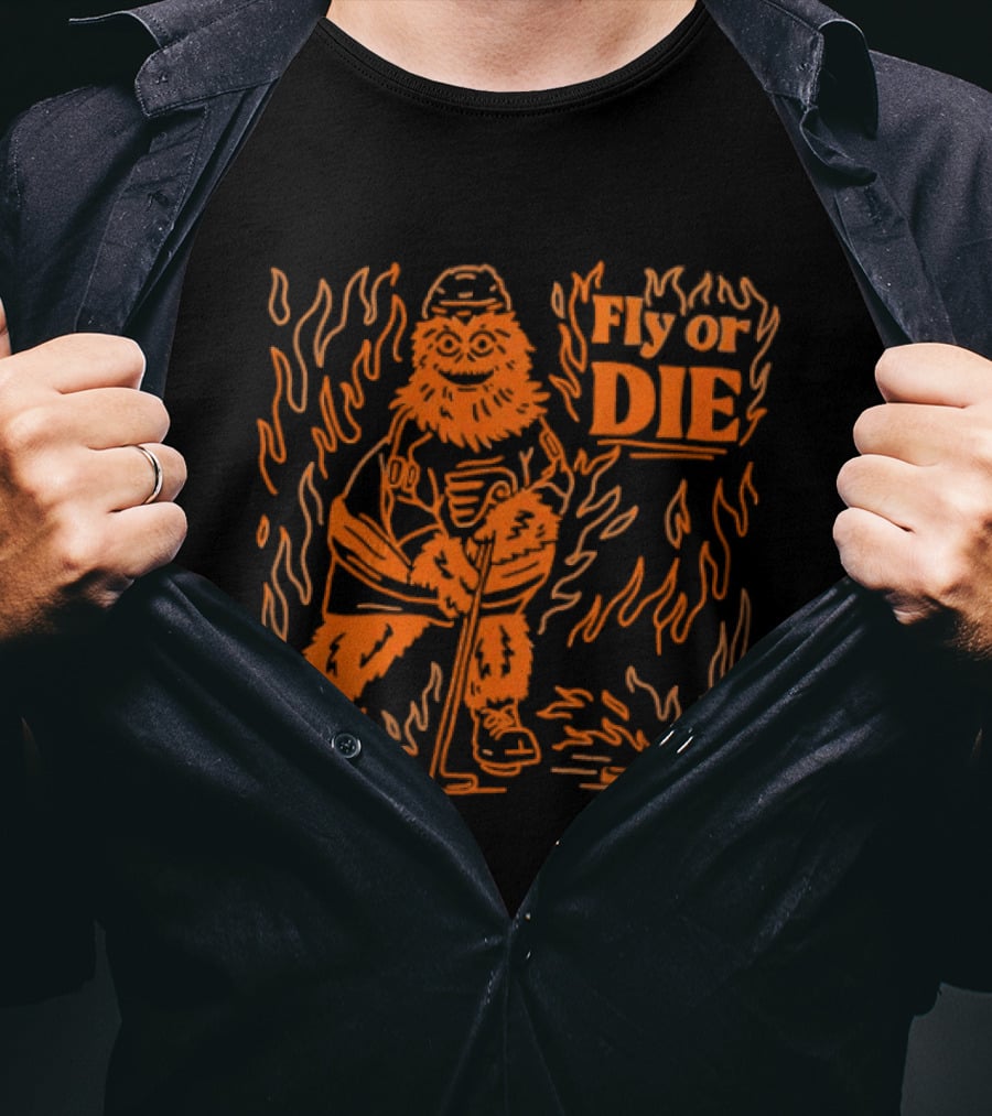 Fly Or Die Gritty Philadelphia Flyers Hockey Flame T-Shirt