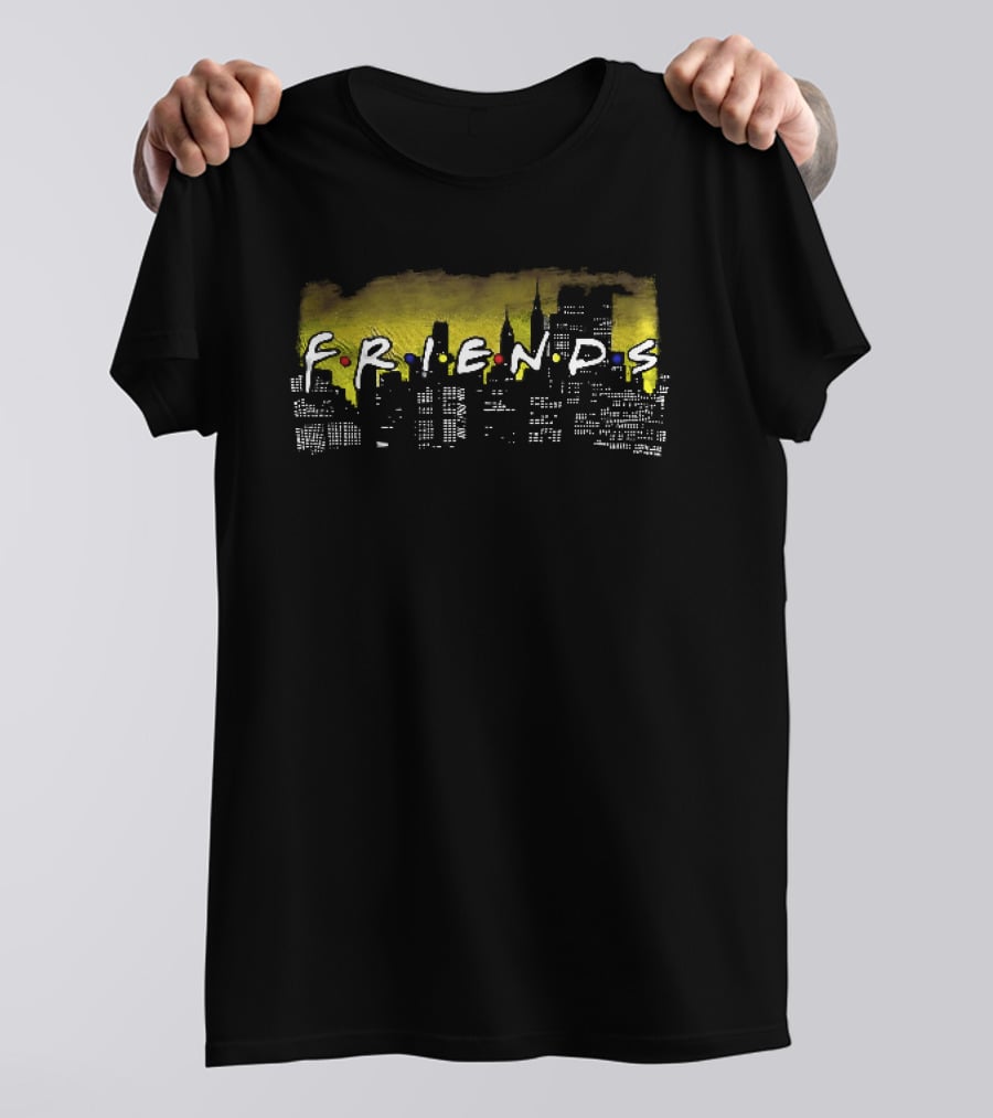 Friends Yellow Glowing New York City Skyline Night T-Shirt