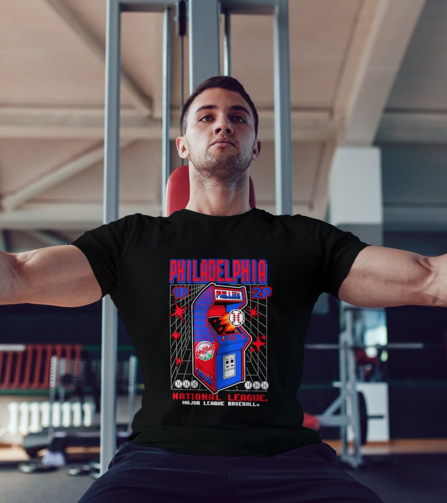 Philadelphia Phillies 1P 2P National League Major League Baseball Arcade T-Shirt