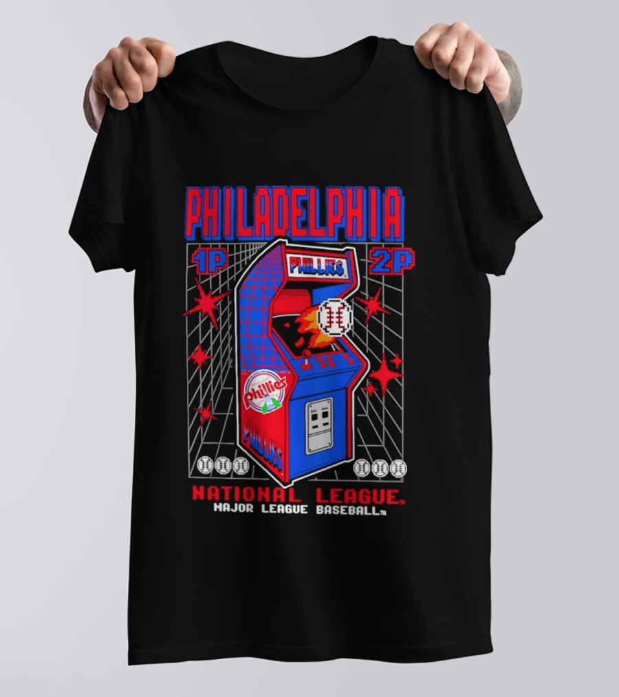 Philadelphia Phillies 1P 2P National League Major League Baseball Arcade T-Shirt