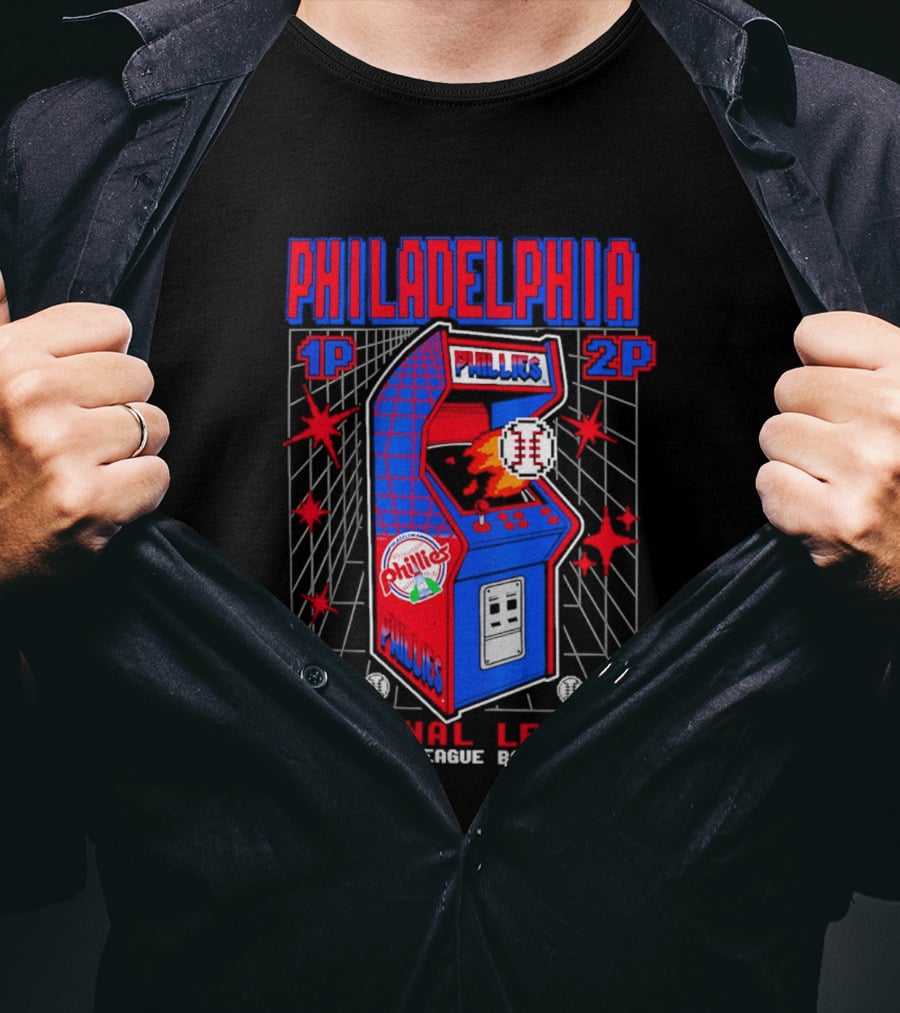 Philadelphia Phillies 1P 2P National League Major League Baseball Arcade T-Shirt