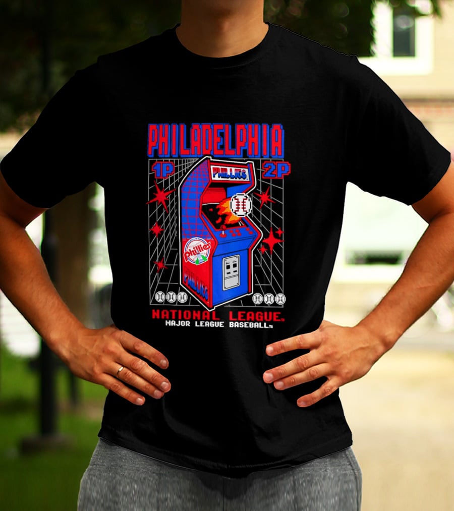 Philadelphia Phillies 1P 2P National League Major League Baseball Arcade T-Shirt