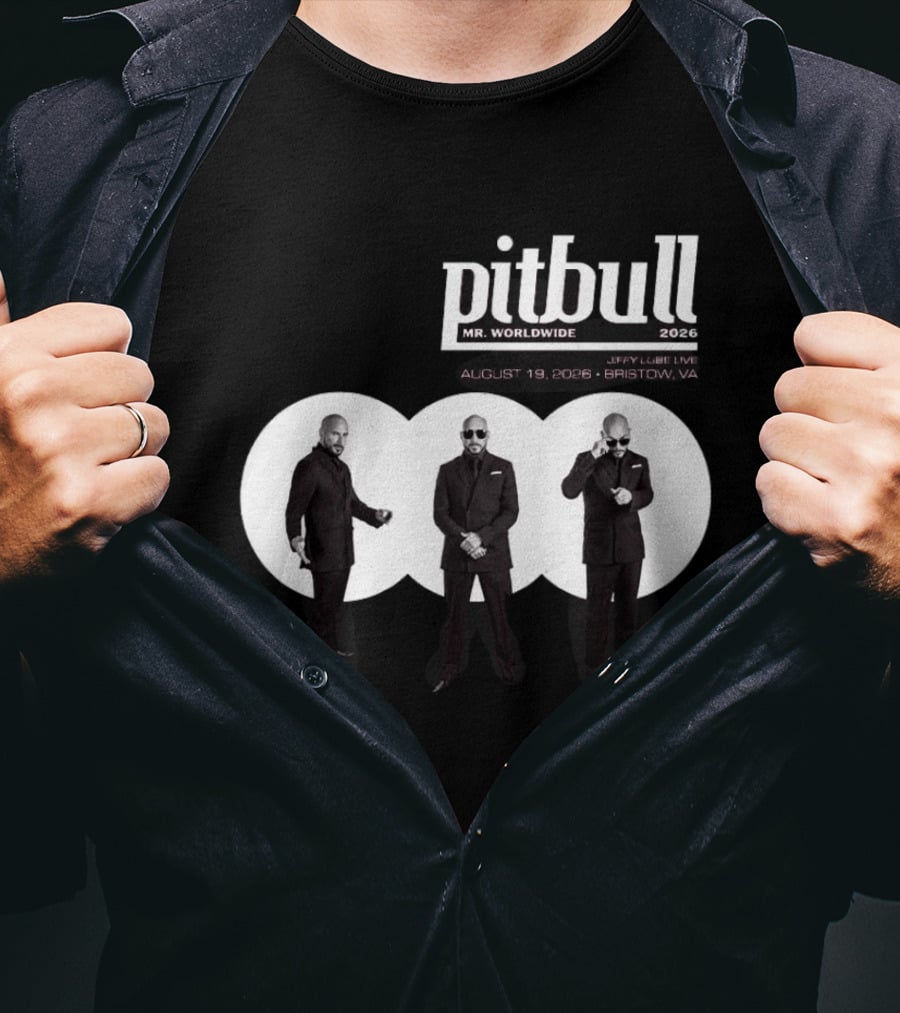 Pitbull Mr Worldwide 2026 Jiffy Lube Live Bristow VA August 19 Concert Event T-Shirt