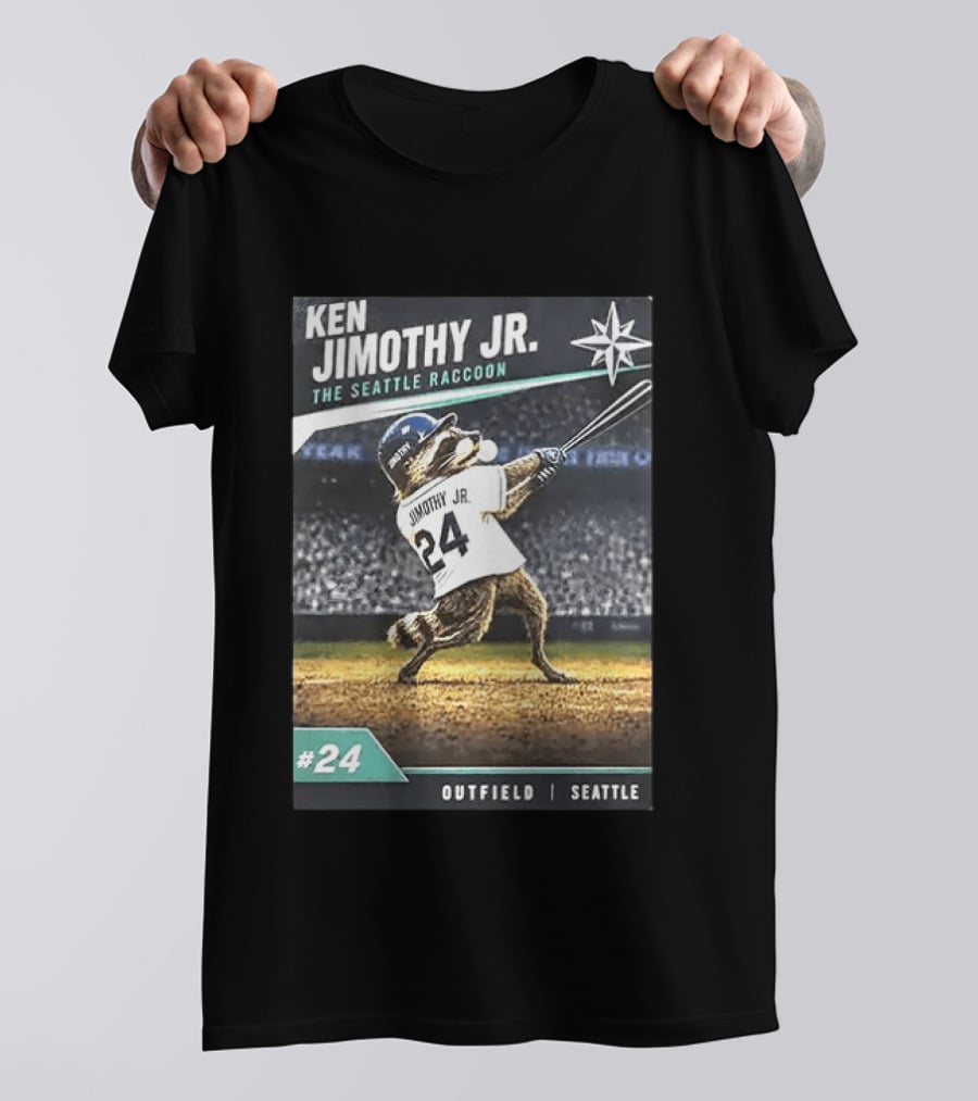 Ken Jimothy Jr The Seattle Raccoon Outfield Seattle Mariners #24 T-Shirt