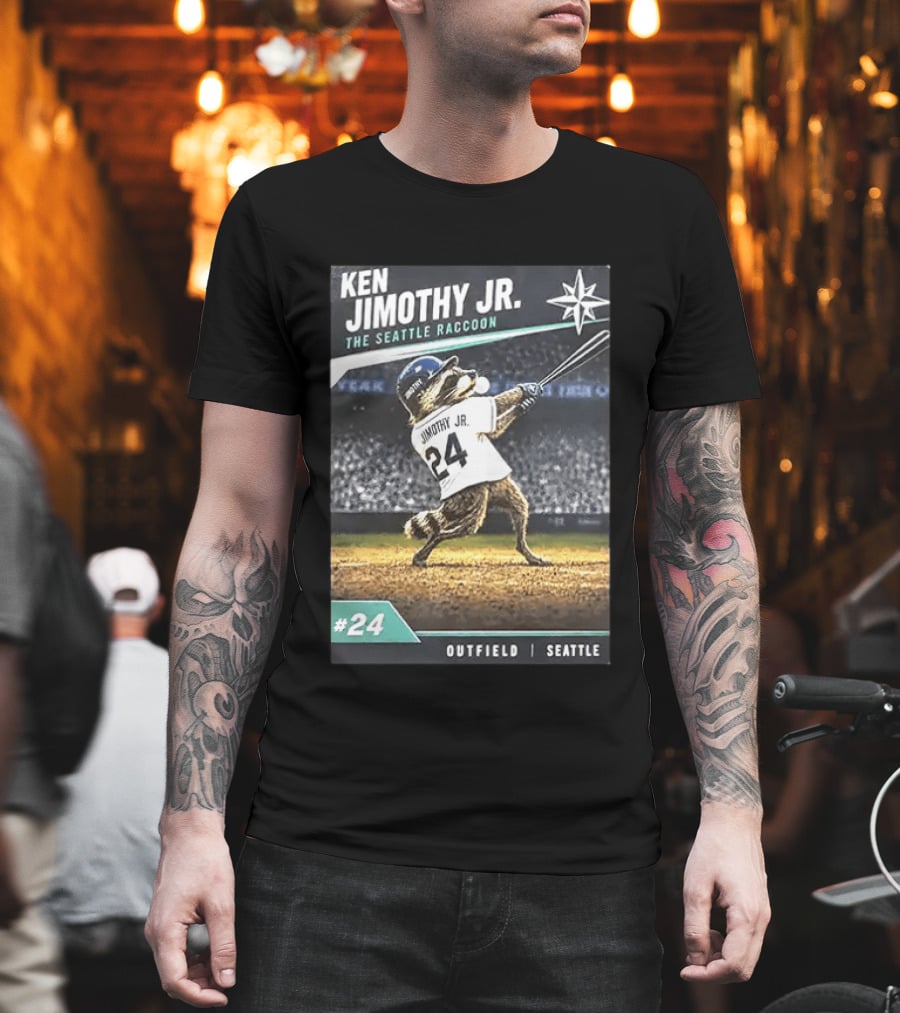 Ken Jimothy Jr The Seattle Raccoon Outfield Seattle Mariners #24 T-Shirt