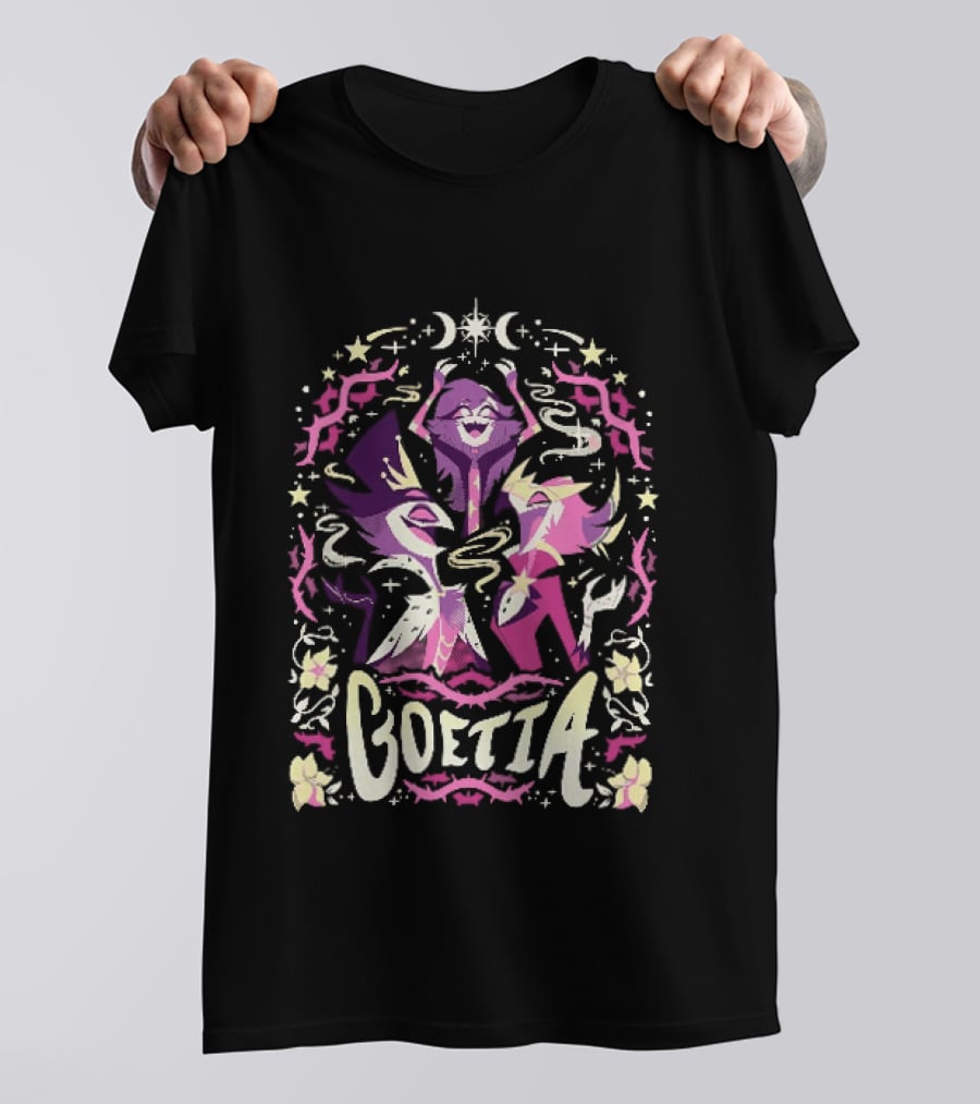 Spindlehorse Goetia Characters Celestial Motif And Crescent Moons T-Shirt
