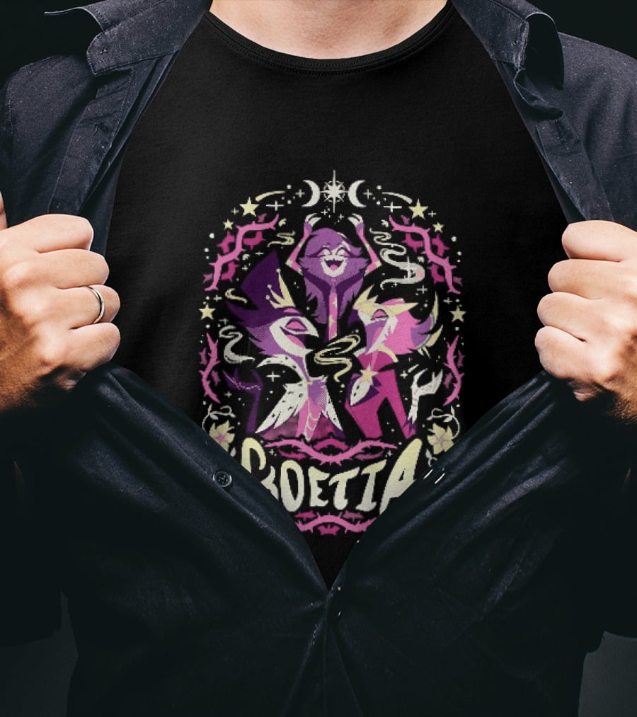 Spindlehorse Goetia Characters Celestial Motif And Crescent Moons T-Shirt