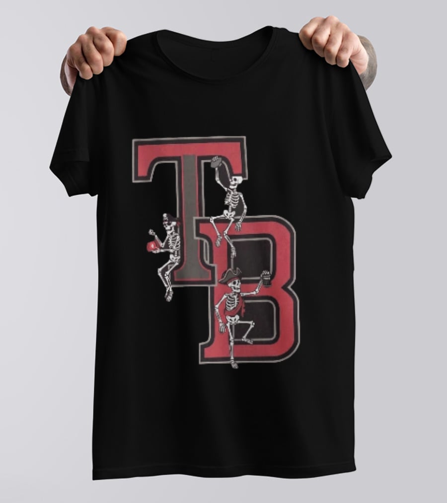 Tampa Bay Buccaneers TB Pirate Skeletons Football T-Shirt