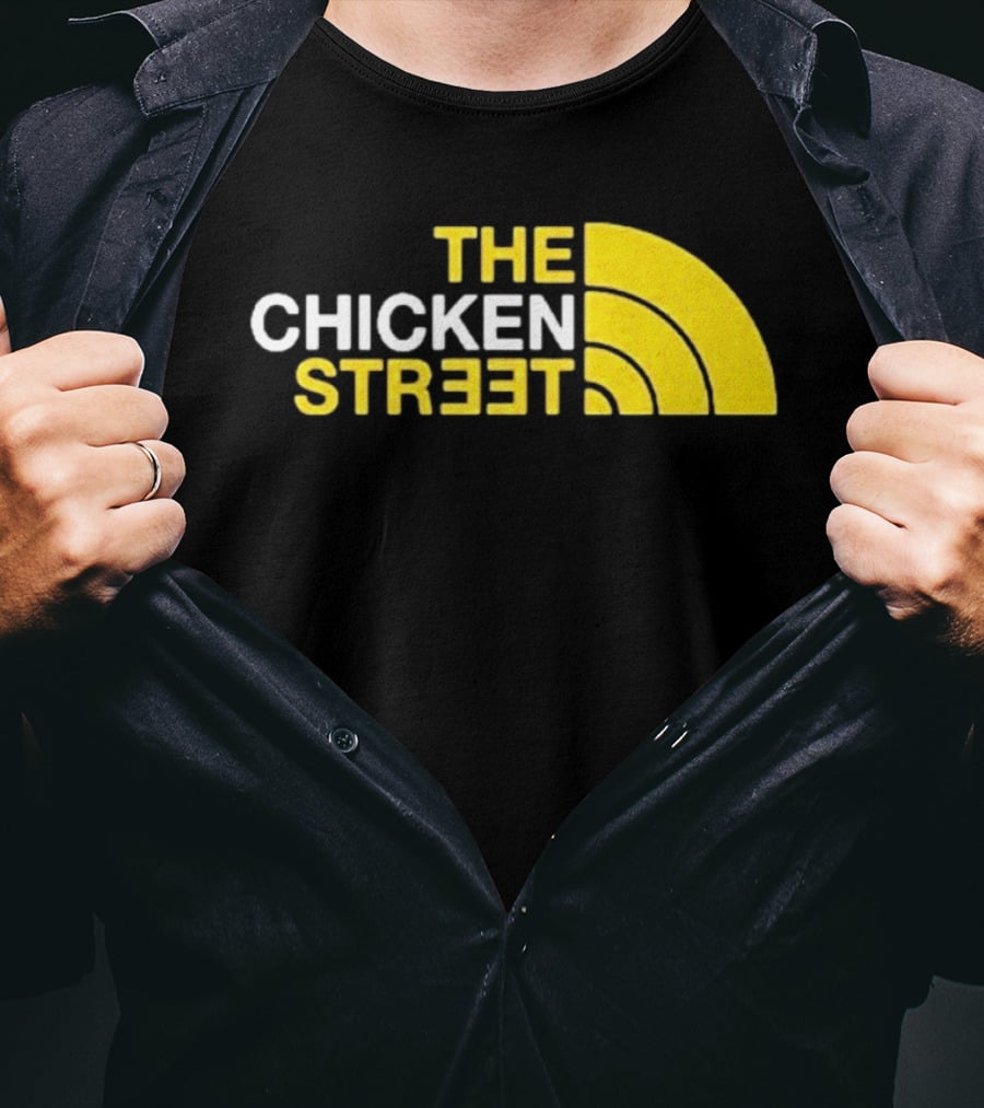 The Chicken Street Block Text Bold Yellow And White Circular T-Shirt