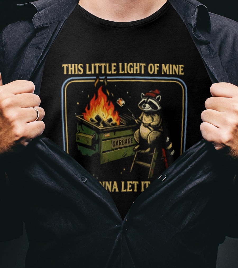 This Little Light Of Mine I'm Gonna Let It Shine Raccoon Cozy Bonfire T-Shirt